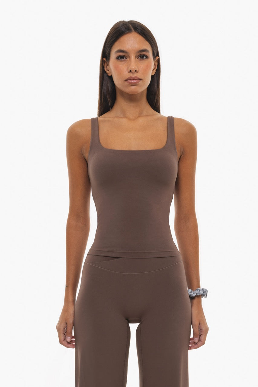 Top Wavy Tank Bra - Plum