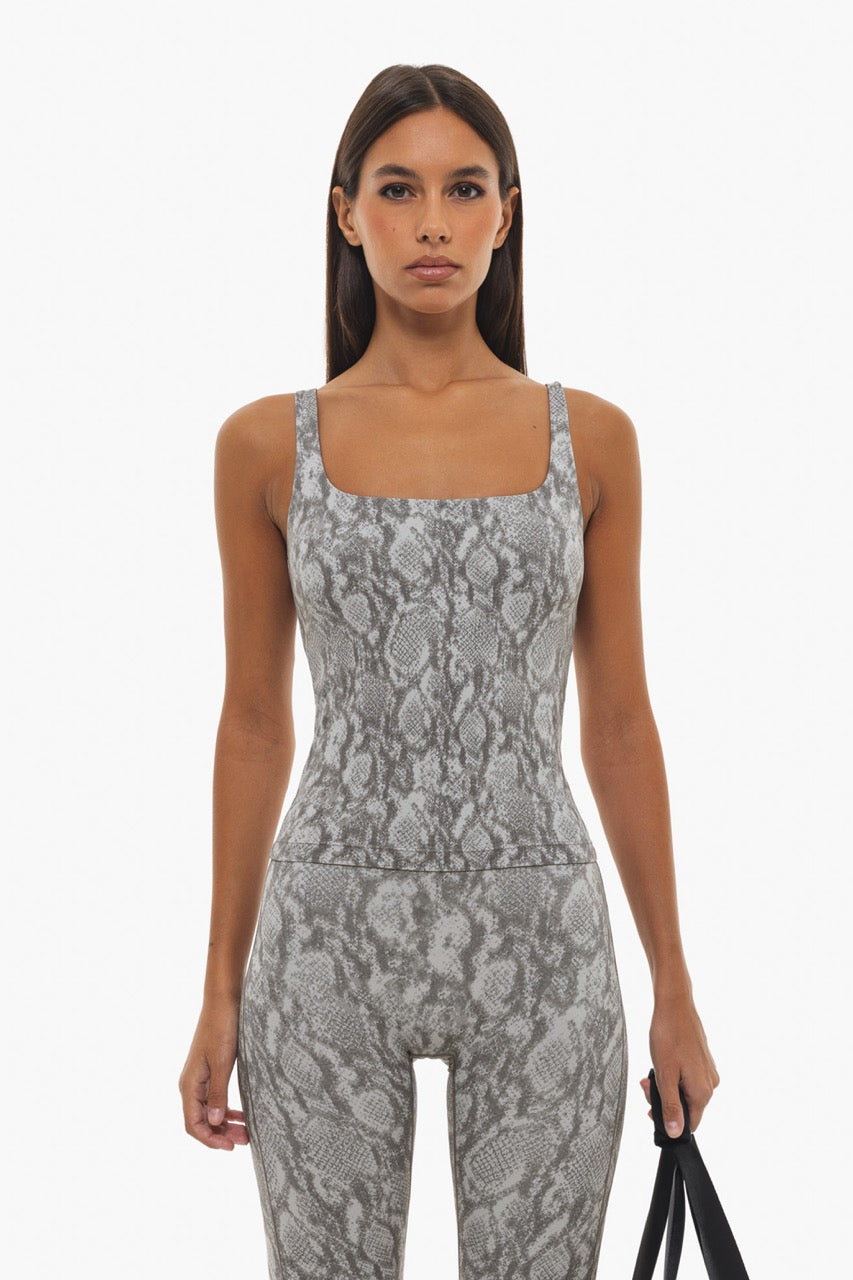 Top Wavy Tank Bra - White Snake