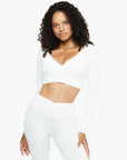 Top Crossed Manches Longues - White