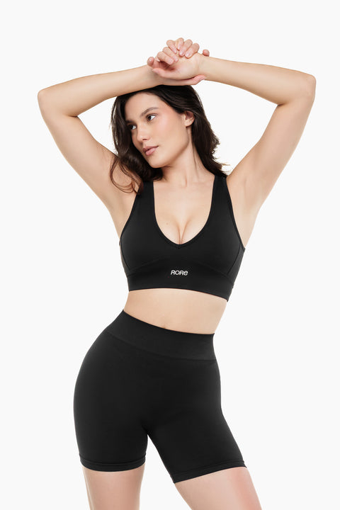 Cross-Back Sports Bra - Black