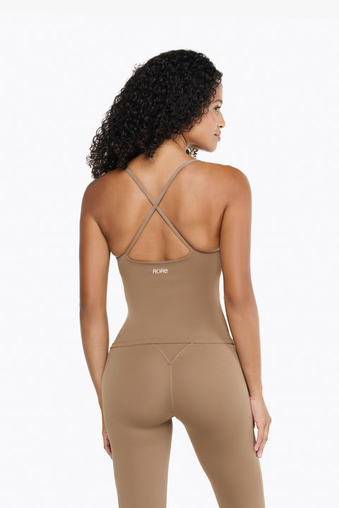 Crush Lace Tank Top - Café Latte