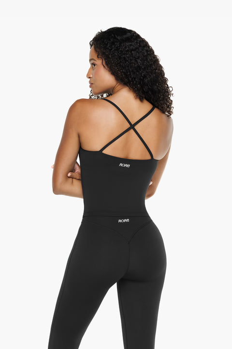 Crush Lace Tank Top - Black
