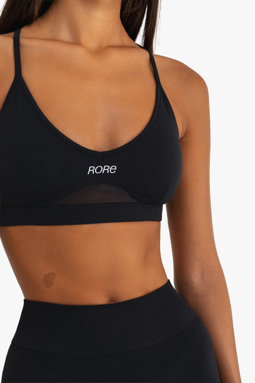 Power Mesh Sports Bra - Black