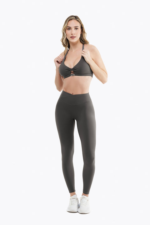 Crossed Lift Leggings - Smoke