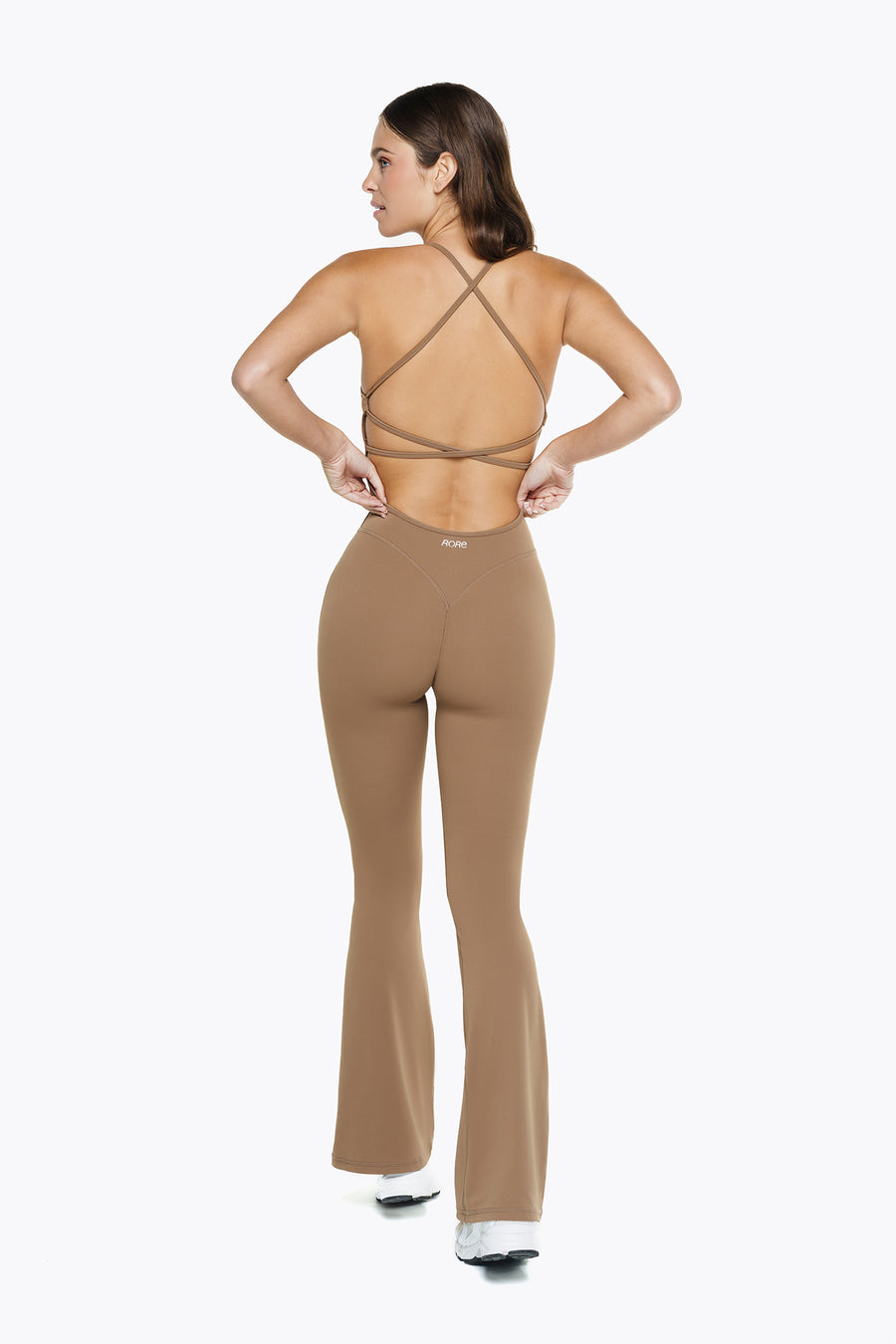 Flare Lace Jumpsuit - Café Latte