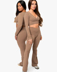 TOP CROSSED MANCHES LONGUES SOFTLUXE - CAFE LATTE