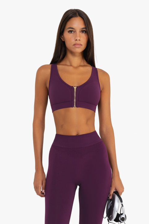 Tech Zip Sports Bra - Dark Berry