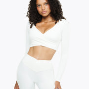 Top Crossed Manches Longues - White