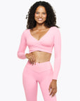 Top Crossed Manches Longues - Pink Blush