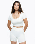 Top Square Manches Courtes - White