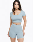 Top Square Manches Courtes - Powder Blue