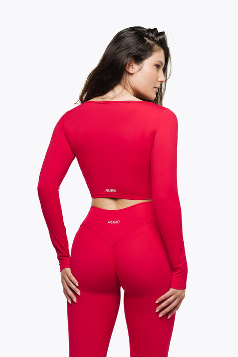 Long Sleeve Crisscross Top - True Red