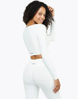 Top Crossed Manches Longues - White