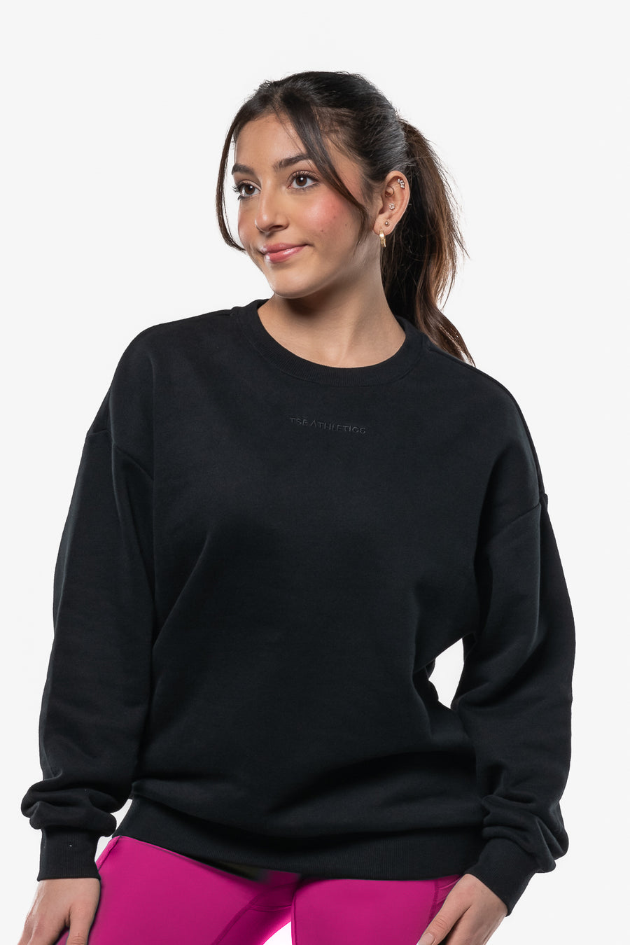 Sweatshirt Minimal "October Pink" - Black