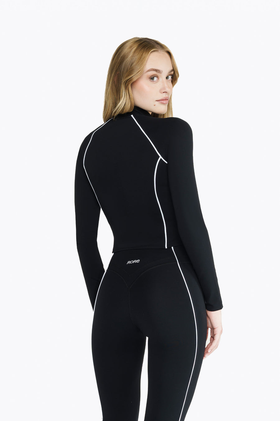 Retro Crop Tech Zip Jacket - Black