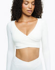 Top Crossed Manches Longues - White