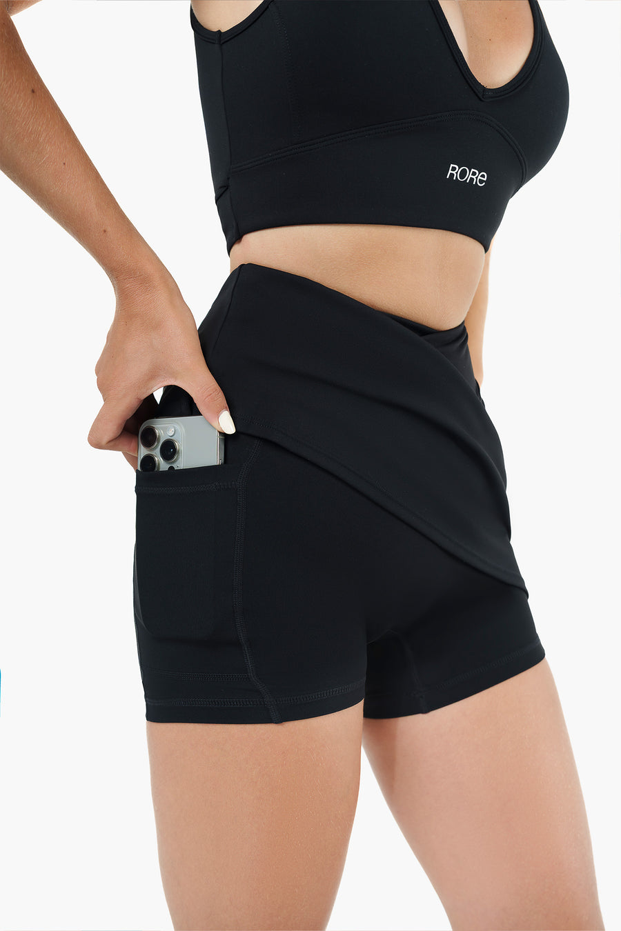 2in1 Crossed Sports Skirt - Black