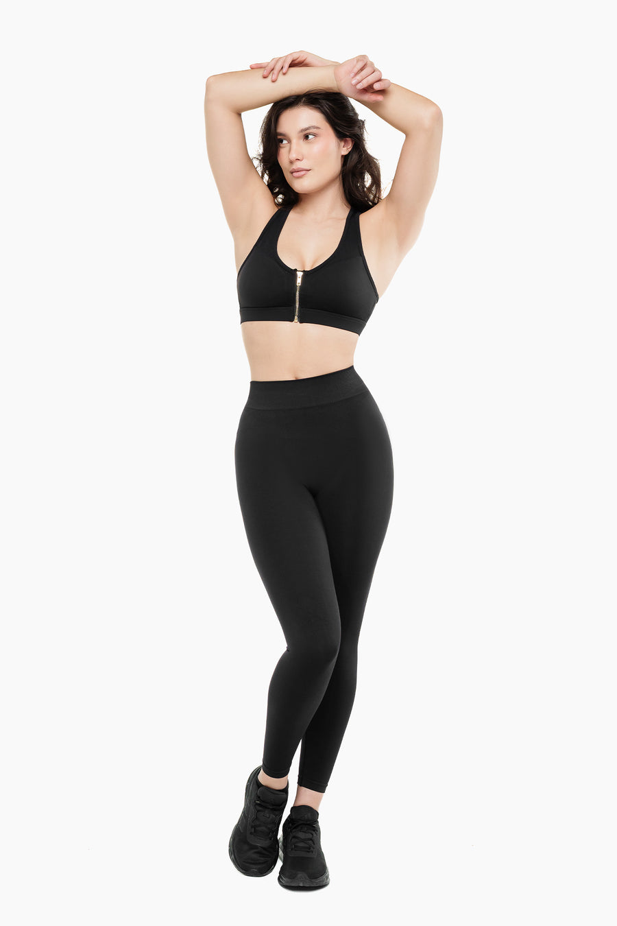 Zip Tech Sports Bra - Black