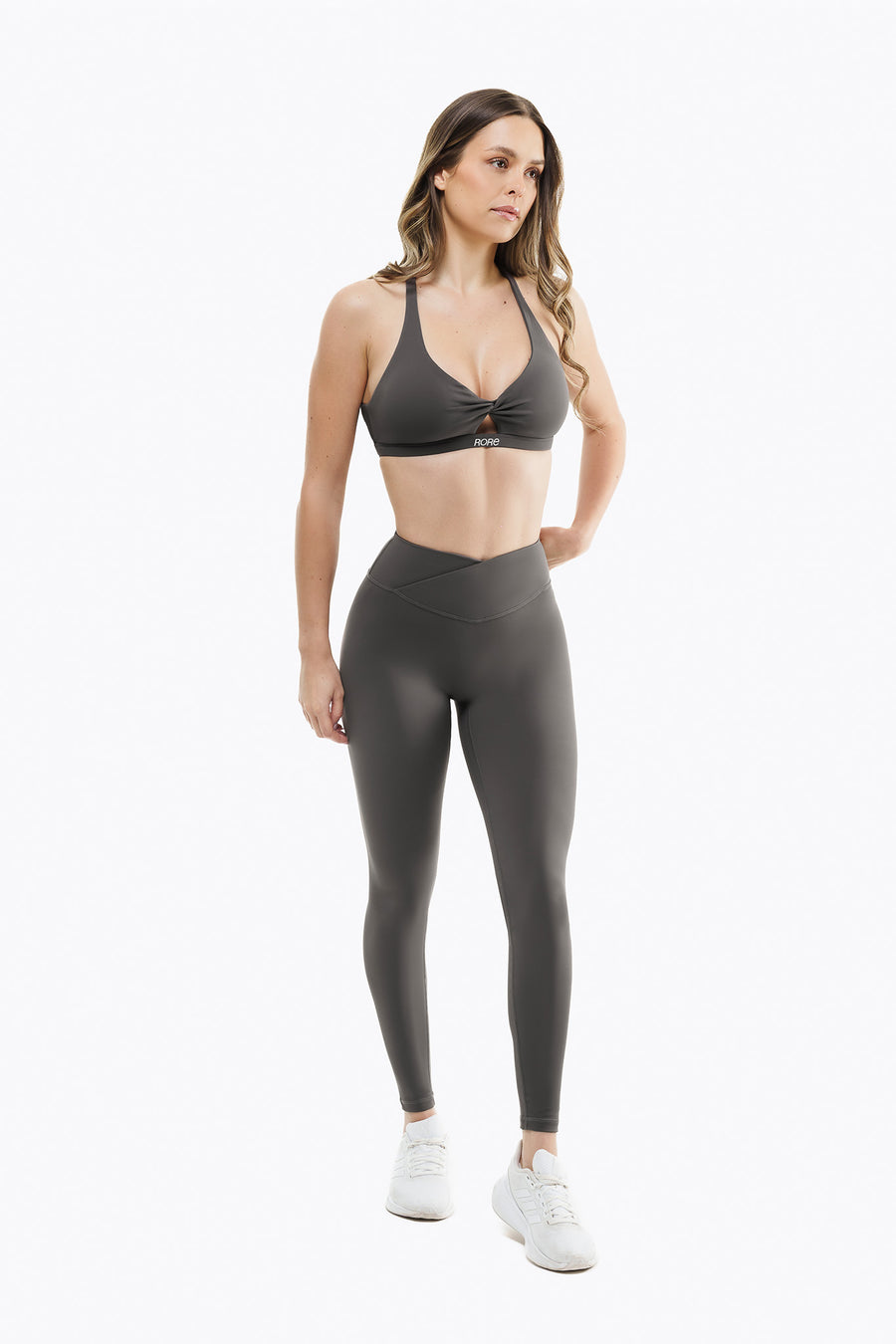 Crossed Lift Leggings - Smoke