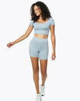 Top Square Manches Courtes - Powder Blue